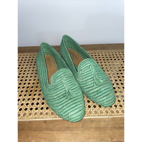 Artemis Design Co X Susan Tucker Woven Loafers Green Size 7 - Picture 1 of 8